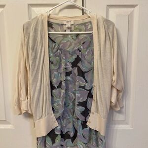 Flowy capped sleeved top with cardigan